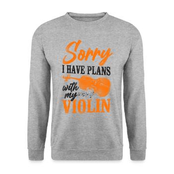 Violin Violinist Vintage Sorry I - Unisex Pullover - Weißgrau meliert - Vorne - Alina (178cm) & Michal (187cm)