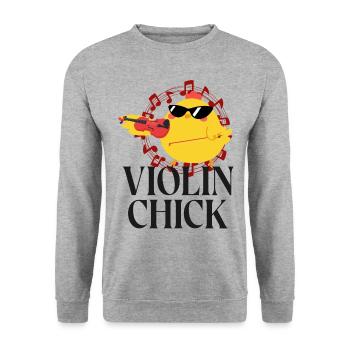 Violon Violoniste Fille Poulet - Sweat-shirt Unisexe - gris chiné - Devant - Alina (178cm) & Michal (187cm)