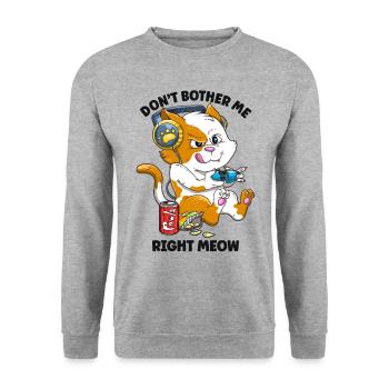 Funny Gaming Cat Lover Kinder Jungen Mädchen Kawaii - Unisex Pullover - Weißgrau meliert - Vorne - Alina (178cm) & Michal (187cm)