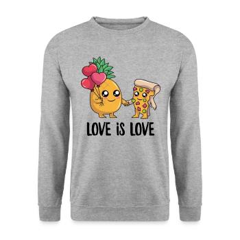 Lustige Ananas-Pizza Kawaii Süße Hawaiianische Pizza - Unisex Pullover - Weißgrau meliert - Vorne - Alina (178cm) & Michal (187cm)
