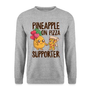 Hawaiian Pizza Fast Food Funny Pineapple on Pizza - Unisex Sweatshirt - salt & pepper - Front - Alina (178cm) & Michal (187cm)