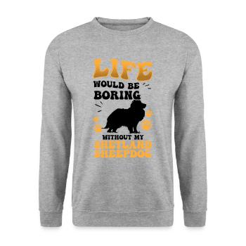 Shetland Sheepdog langweilig britischer Sheepdog - Unisex Pullover - Weißgrau meliert - Vorne - Alina (178cm) & Michal (187cm)