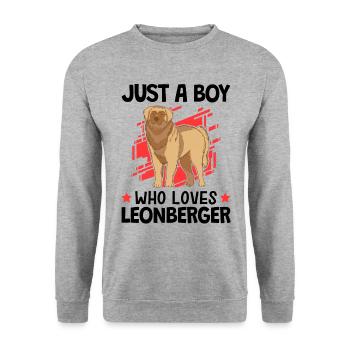 Nur ein Junge der Leonberger liebt Leonberger - Unisex Pullover - Weißgrau meliert - Vorne - Alina (178cm) & Michal (187cm)