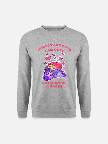 Pferde sind niedlich ich bin niedlich also bin ich - Unisex Pullover - Weißgrau meliert