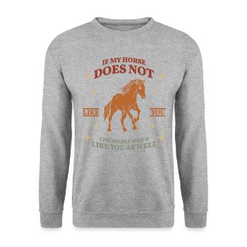 wenn mein Pferd dich nicht mag - Unisex Pullover - Weißgrau meliert - Vorne - Alina (178cm) & Michal (187cm)