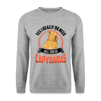 Capybara ich brauche all diese Capybara - Unisex Pullover - Weißgrau meliert - Vorne - Alina (178cm) & Michal (187cm)