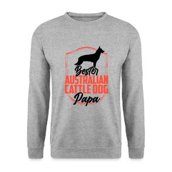 Australian Cattle Dog Papa Treibhund - Unisex Pullover - Weißgrau meliert - Vorne - Alina (178cm) & Michal (187cm)