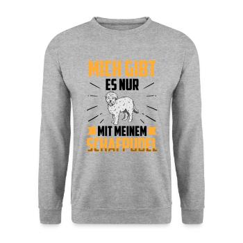 Nur mit meinem Schafpudel altdeutscher Hütepudel - Unisex Pullover - Weißgrau meliert - Vorne - Alina (178cm) & Michal (187cm)