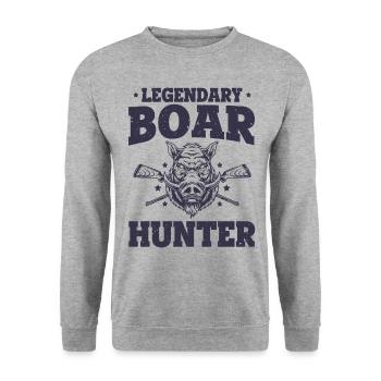 Légendaire Boar Hunter Hog Pig Vintage Funny Boar - Sweat-shirt Unisexe - gris chiné - Devant - Alina (178cm) & Michal (187cm)