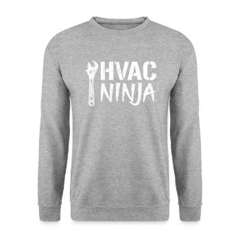 HVAC Ninja, Technician - Unisex Pullover - Weißgrau meliert - Vorne - Alina (178cm) & Michal (187cm)