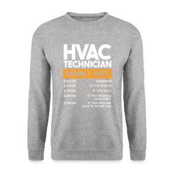 HVAC Technician Hourly Rate - Unisex Pullover - Weißgrau meliert - Vorne - Alina (178cm) & Michal (187cm)