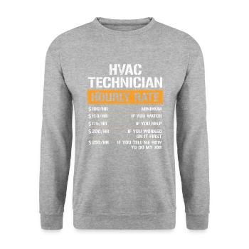 HVAC Technician Hourly Rate - Unisex Pullover - Weißgrau meliert - Vorne - Alina (178cm) & Michal (187cm)