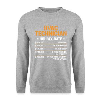 HVAC Technician Hourly Rate - Unisex Pullover - Weißgrau meliert - Vorne - Alina (178cm) & Michal (187cm)