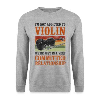 Violin Violinist Vintage Retro I'm - Unisex Pullover - Weißgrau meliert - Vorne - Alina (178cm) & Michal (187cm)
