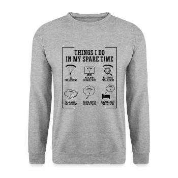 Things Is Do In My Spare Time Paragliding Paraglid - Unisex Pullover - Weißgrau meliert - Vorne - Alina (178cm) & Michal (187cm)