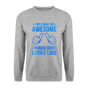 This Is What An Awesome Paraglider Looks Like Para - Unisex Pullover - Weißgrau meliert - Vorne - Alina (178cm) & Michal (187cm)