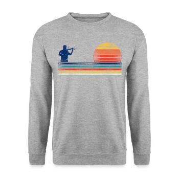 Violon Violoniste Rétro Vintage - Sweat-shirt Unisexe - gris chiné - Devant - Alina (178cm) & Michal (187cm)