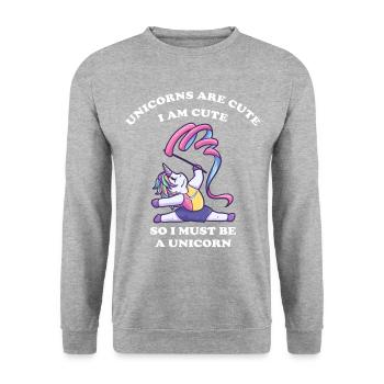 Rhythmische Sportgymnastik Einhorn Mädchen - Unisex Pullover - Weißgrau meliert - Vorne - Alina (178cm) & Michal (187cm)