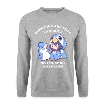 niedliches Pinguinkostüm - Unisex Pullover - Weißgrau meliert - Vorne - Alina (178cm) & Michal (187cm)