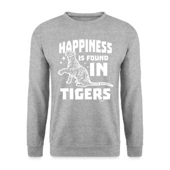 weißer Tiger - Unisex Pullover - Weißgrau meliert - Vorne - Alina (178cm) & Michal (187cm)