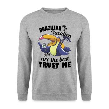 Brasilien - Unisex Pullover - Weißgrau meliert - Vorne - Alina (178cm) & Michal (187cm)