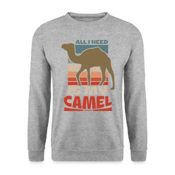 All I Need Is My Camel - Unisex Pullover - Weißgrau meliert - Vorne - Alina (178cm) & Michal (187cm)