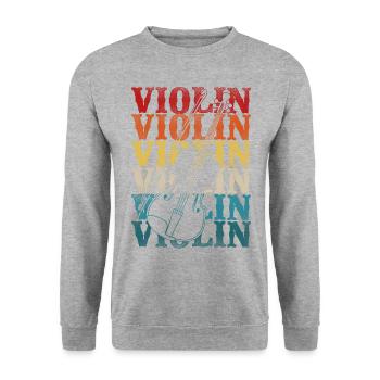Violin Violinist Retro Vintage - Unisex Pullover - Weißgrau meliert - Vorne - Alina (178cm) & Michal (187cm)