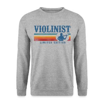 Violin Violinist Retro Vintage - Unisex Pullover - Weißgrau meliert - Vorne - Alina (178cm) & Michal (187cm)