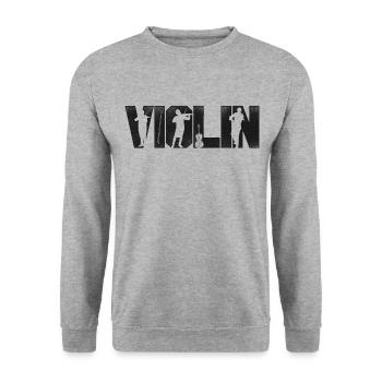 Violin Violinist Vintage Violin - Unisex Pullover - Weißgrau meliert - Vorne - Alina (178cm) & Michal (187cm)
