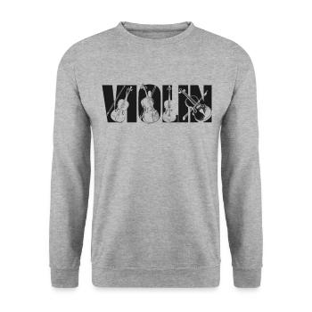 Violin Violinist Vintage Violin - Unisex Pullover - Weißgrau meliert - Vorne - Alina (178cm) & Michal (187cm)