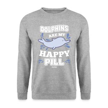 Delfin - Unisex Pullover - Weißgrau meliert - Vorne - Alina (178cm) & Michal (187cm)