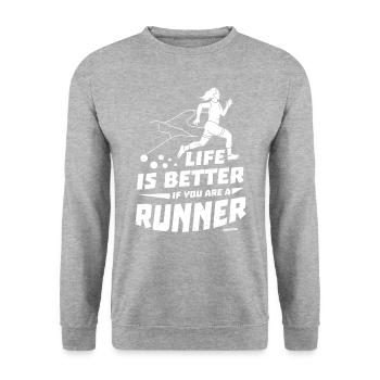 Running Jogging Sports Racing Training Gift - Unisex Sweatshirt - salt & pepper - Front - Alina (178cm) & Michal (187cm)