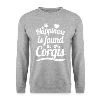 Welsh Corgi Pembroke British Dog Breed Gift - Unisex Sweatshirt - salt & pepper - Front - Alina (178cm) & Michal (187cm)