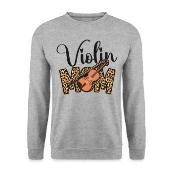 Violon Violoniste Maman Guépard - Sweat-shirt Unisexe - gris chiné - Devant - Alina (178cm) & Michal (187cm)