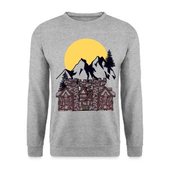 Middle Ages Castle Fortress Kingdom King Castle - Unisex Sweatshirt - salt & pepper - Front - Alina (178cm) & Michal (187cm)