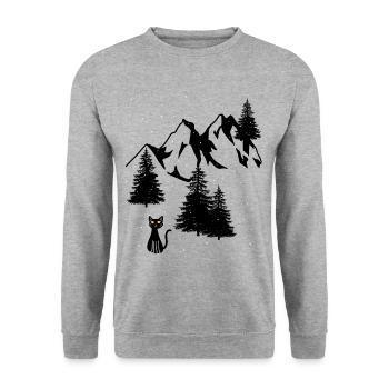 Nature Chat Chat Sauvage Sauvage Chat domestique - Sweat-shirt Unisexe - gris chiné - Devant - Alina (178cm) & Michal (187cm)