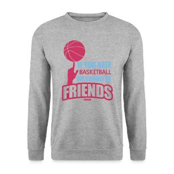 ich liebe Basketball - Unisex Pullover - Weißgrau meliert - Vorne - Alina (178cm) & Michal (187cm)