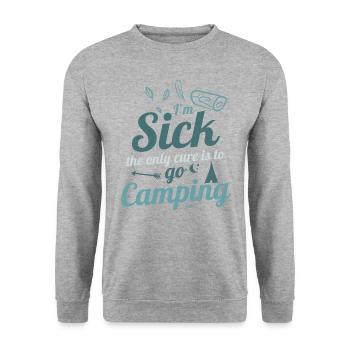 Ich bin krank mich heilt nur Camping - Unisex Pullover - Weißgrau meliert - Vorne - Alina (178cm) & Michal (187cm)