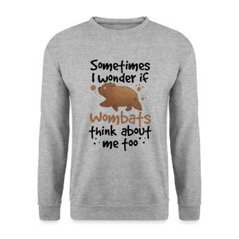 Wombats denken an mich Australien Beuteltier - Unisex Pullover - Weißgrau meliert - Vorne - Alina (178cm) & Michal (187cm)