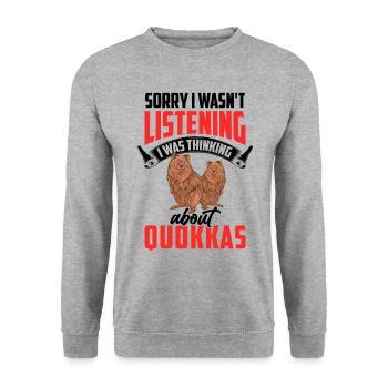Quokka nicht zugehört Beuteltier Quokka - Unisex Pullover - Weißgrau meliert - Vorne - Alina (178cm) & Michal (187cm)