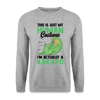 Kakapo nur ein Kostüm flugunfähiger Kakapo - Unisex Pullover - Weißgrau meliert - Vorne - Alina (178cm) & Michal (187cm)