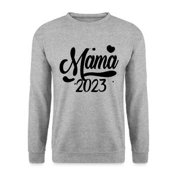 Mama 2023 Mutter Schwangerschaft Geschenk - Unisex Pullover - Weißgrau meliert - Vorne - Alina (178cm) & Michal (187cm)