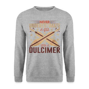 Dulcimer Girl Instrument Musik - Unisex Pullover - Weißgrau meliert - Vorne - Alina (178cm) & Michal (187cm)