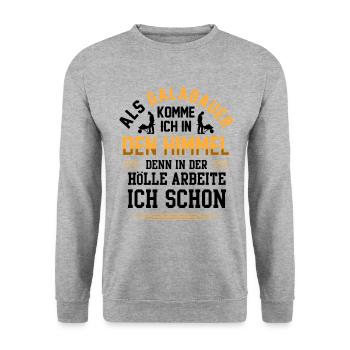 Galabauer kommt in den Himmel Galabau - Unisex Pullover - Weißgrau meliert - Vorne - Alina (178cm) & Michal (187cm)