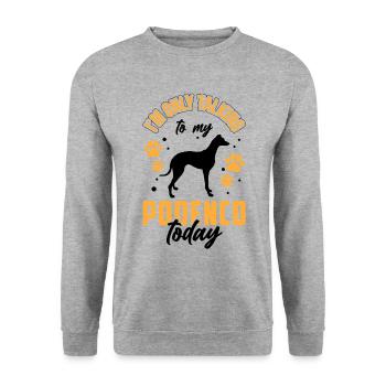 Podenco ne parle que de Podenco espagnol - Sweat-shirt Unisexe - gris chiné - Devant - Alina (178cm) & Michal (187cm)