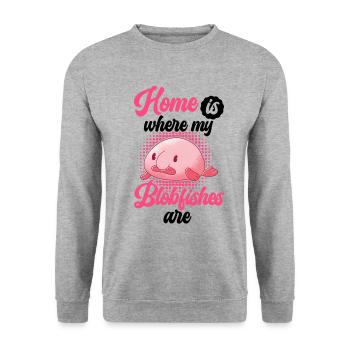 Home is where my blob fish is Blobfish - Unisex Sweatshirt - salt & pepper - Front - Alina (178cm) & Michal (187cm)