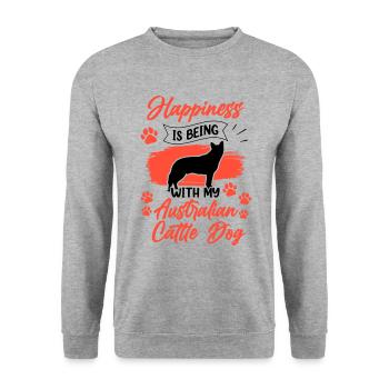 Australian Cattle Dog macht glücklich Treibhund - Unisex Pullover - Weißgrau meliert - Vorne - Alina (178cm) & Michal (187cm)