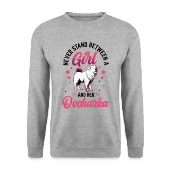 Girl and her Ovcharka Caucasian Ovcharka - Unisex Sweatshirt - salt & pepper - Front - Alina (178cm) & Michal (187cm)