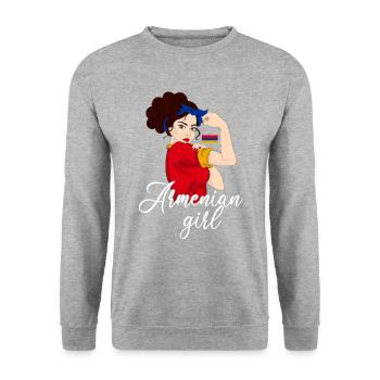 Armenian girl, armenia - Unisex Pullover - Weißgrau meliert - Vorne - Alina (178cm) & Michal (187cm)