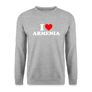 I love armenia, armenia - Unisex Pullover - Weißgrau meliert - Vorne - Alina (178cm) & Michal (187cm)